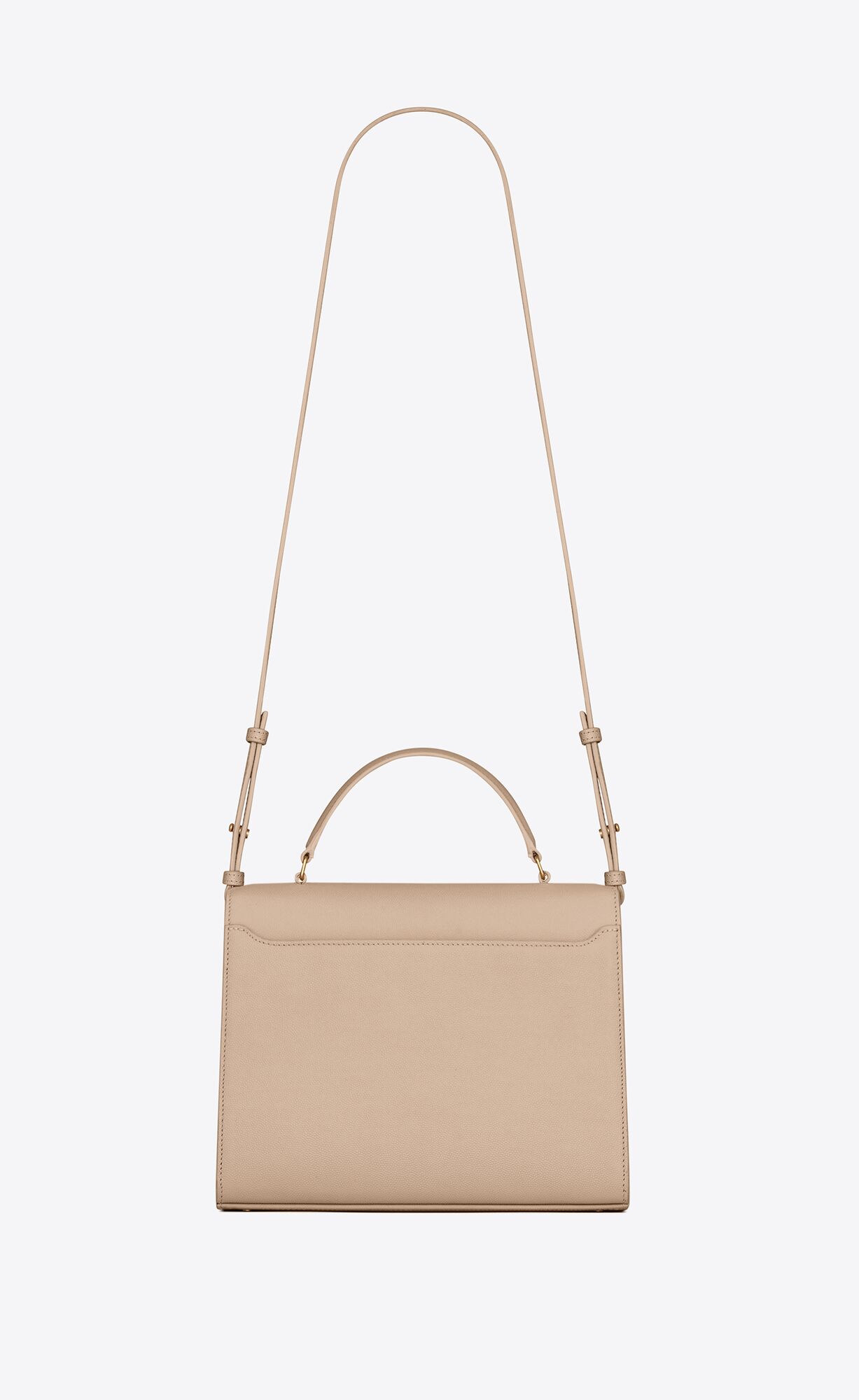 cassandra medium top handle bag in grain de poudre embossed leather dark beige cassandra medium top handle bag in grain de poudre embossed leather dark beige