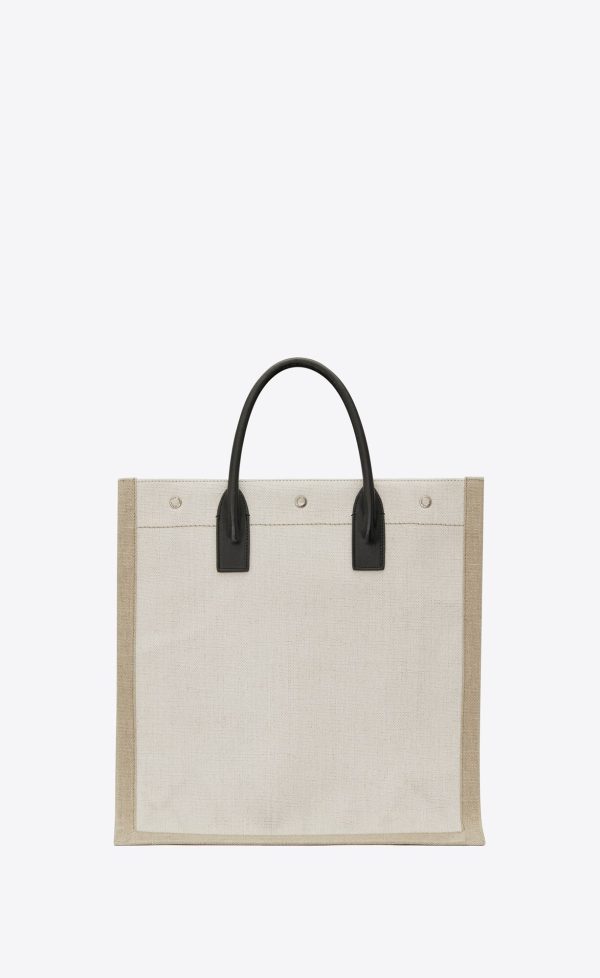 rive gauche tote in canvas white linen