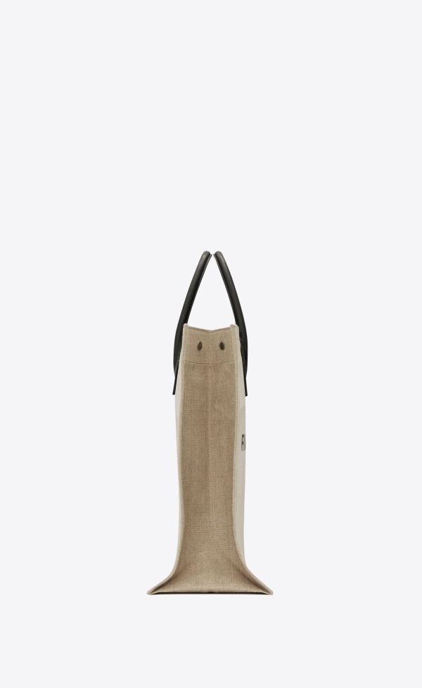 rive gauche tote in canvas white linen