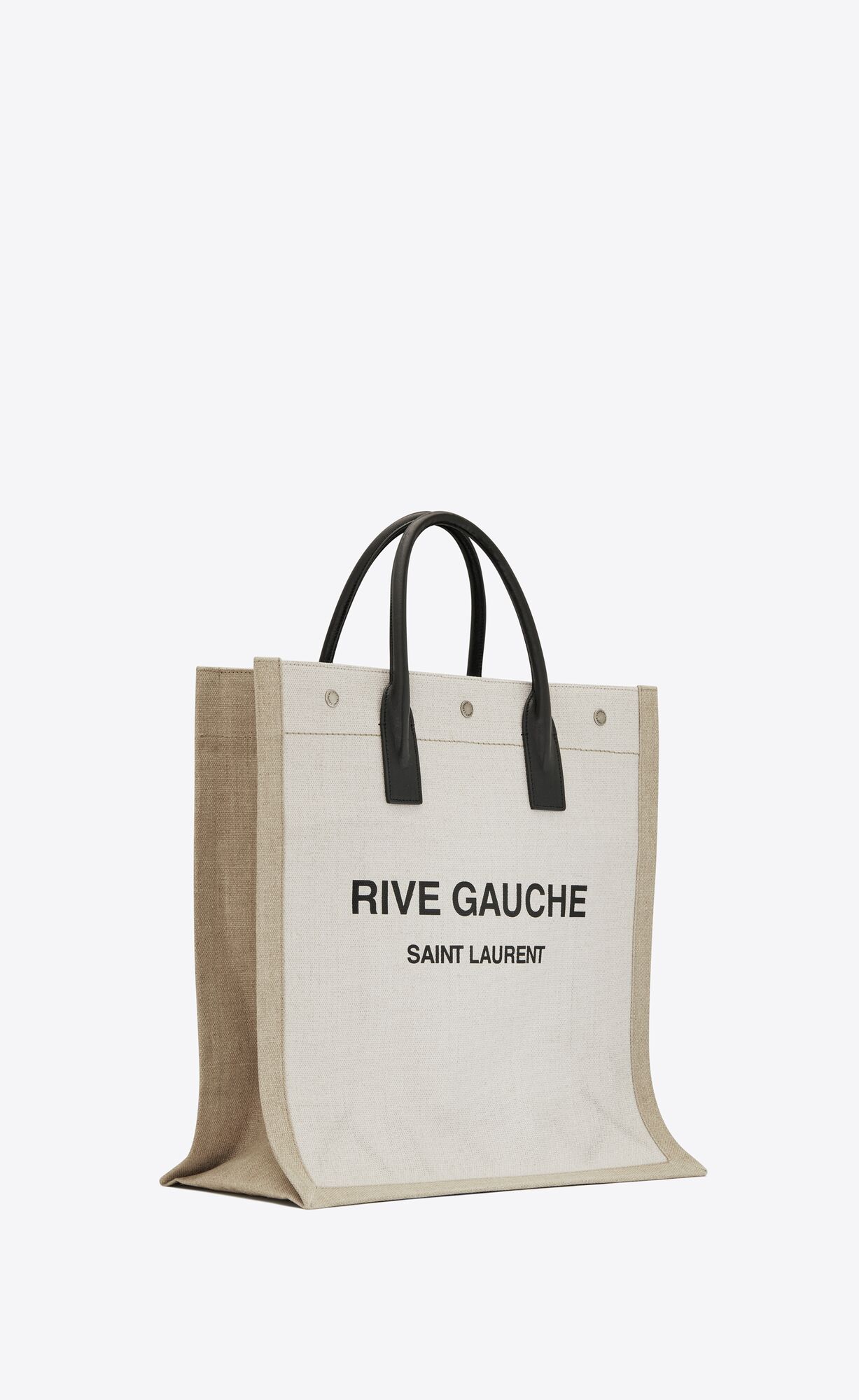 rive gauche tote in canvas white linen rive gauche tote in canvas white linen