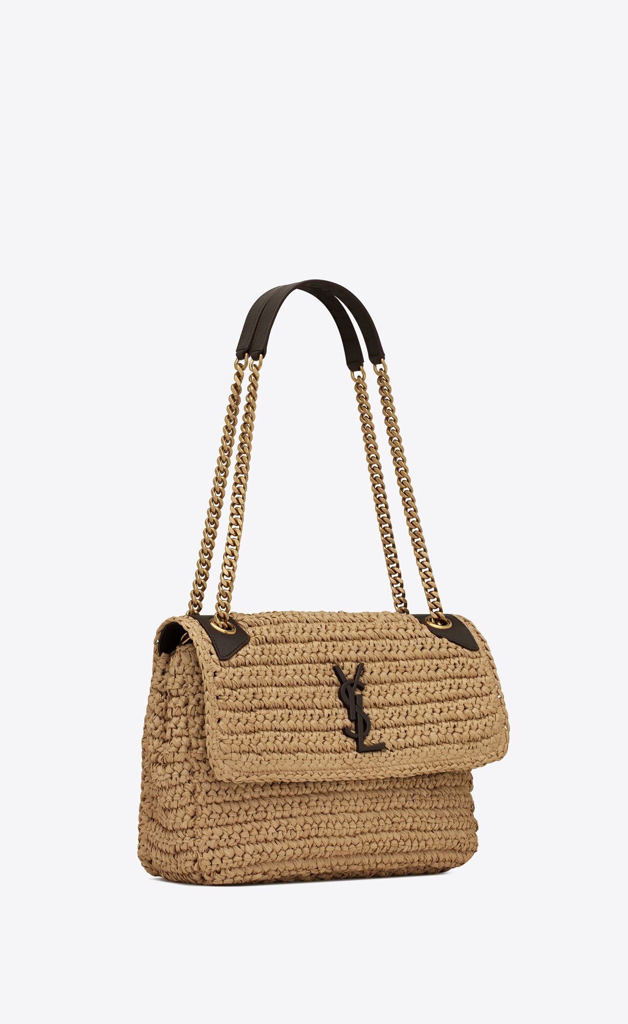 niki medium chain bag in raffia and leather natural niki medium chain bag in raffia and leather natural