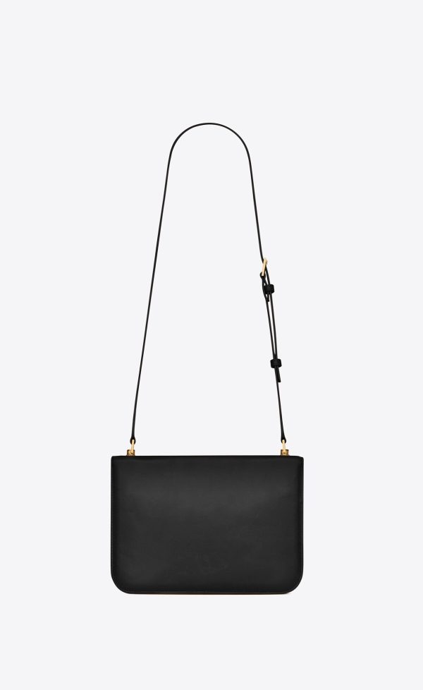 le carré satchel in box saint laurent leather black