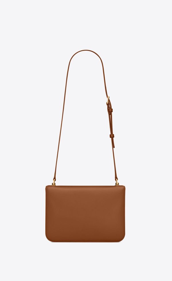 le carré satchel in box saint laurent leather brick