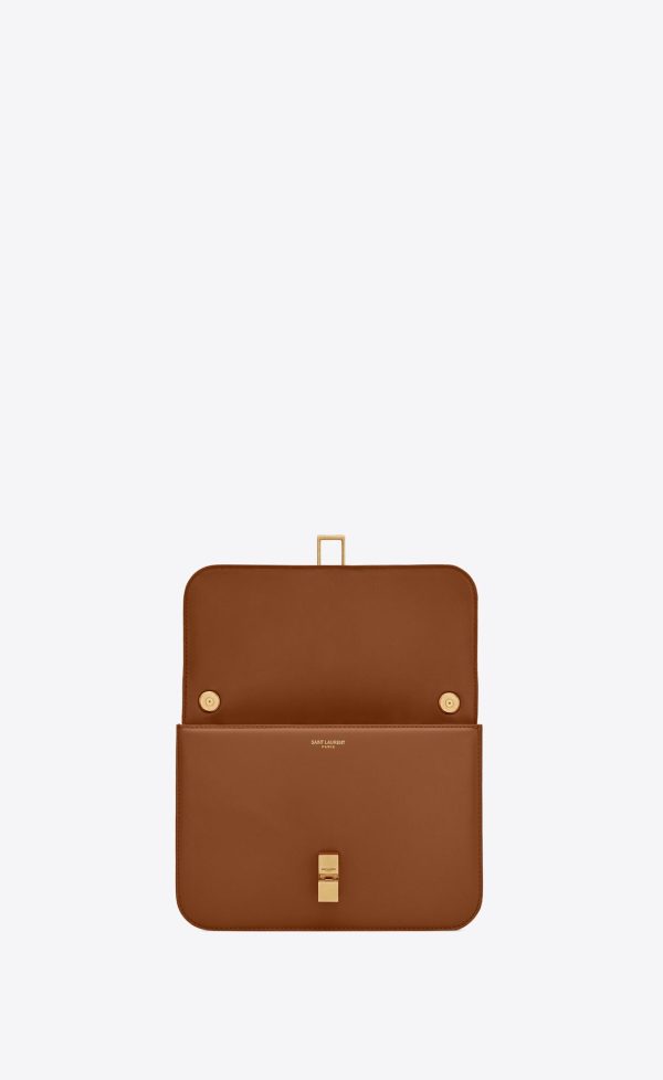 le carré satchel in box saint laurent leather brick