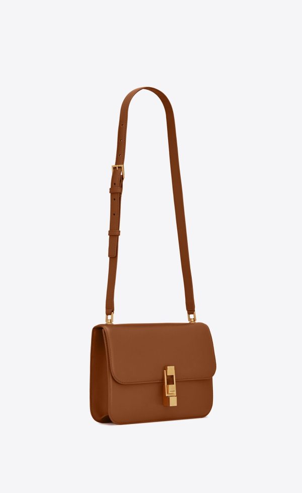 le carré satchel in box saint laurent leather brick