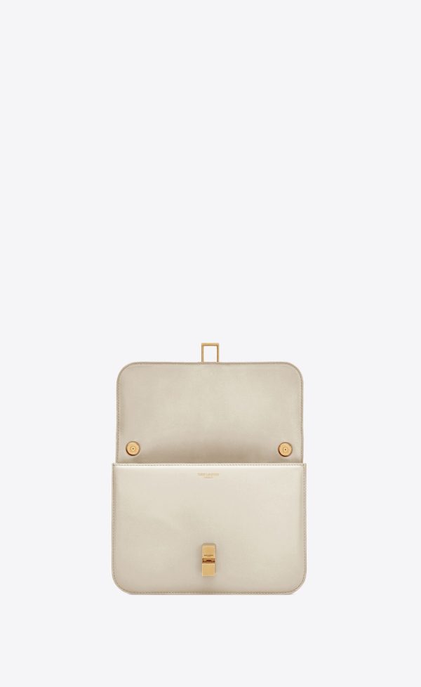 le carré satchel in box saint laurent leather blanc vintage