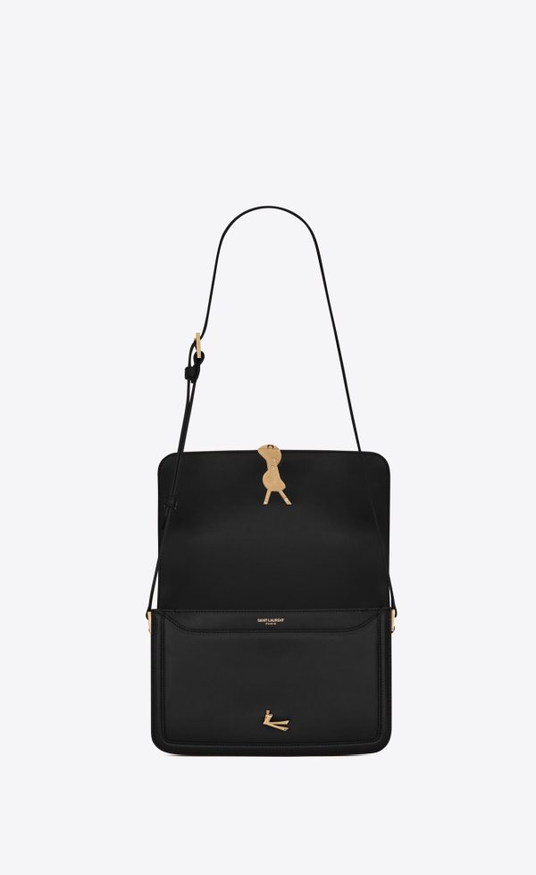 solferino medium satchel in box saint laurent leather black