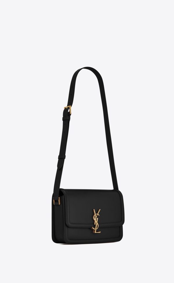 solferino medium satchel in box saint laurent leather black
