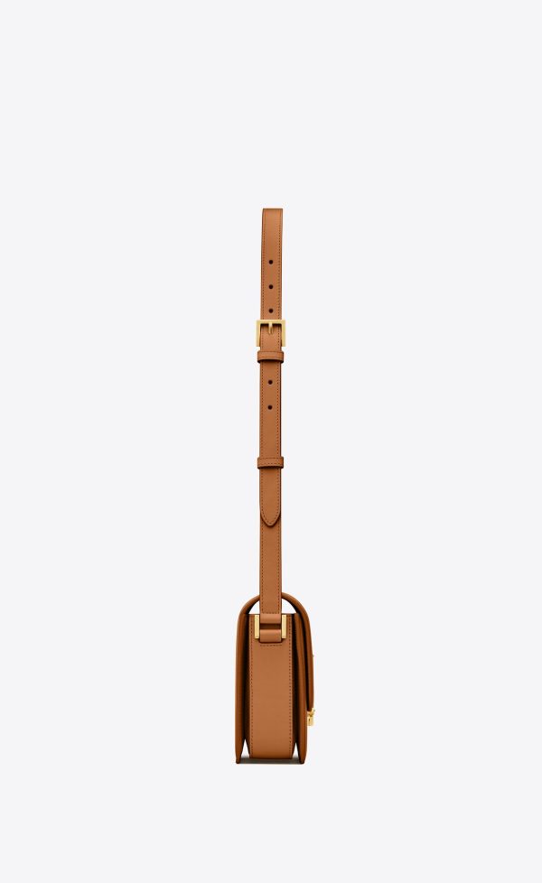 solferino medium satchel in box saint laurent leather dark honey