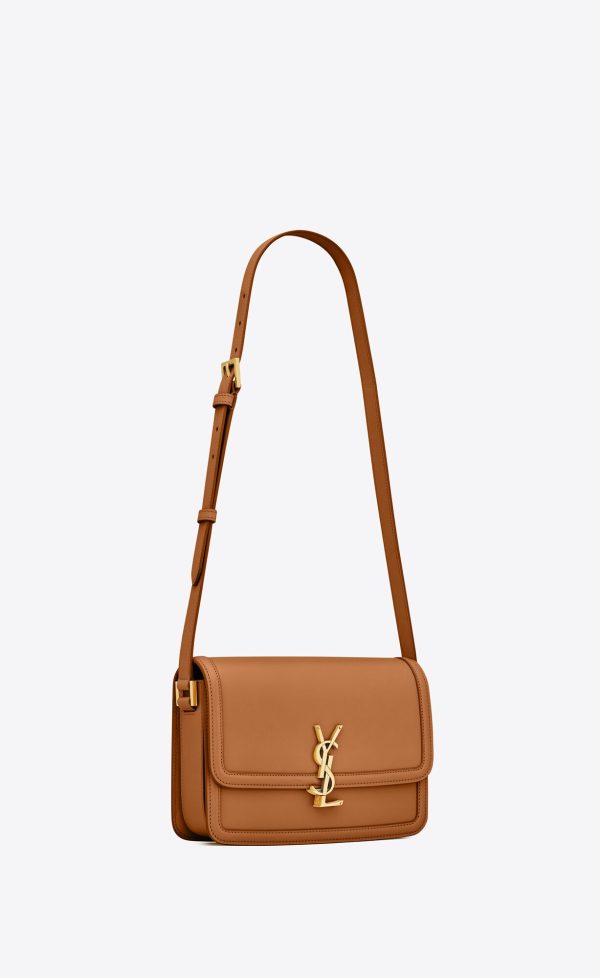 solferino medium satchel in box saint laurent leather dark honey