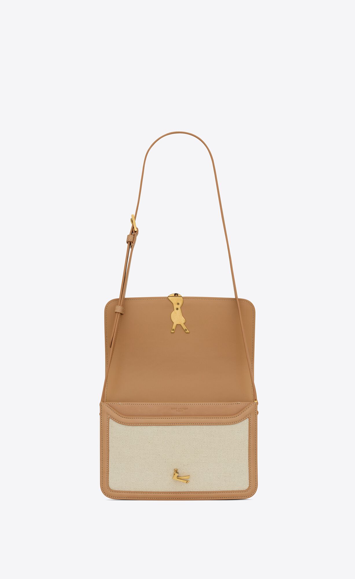 solferino medium in canvas and vegetable tanned leather brown gold solferino medium in canvas and vegetable tanned leather brown gold