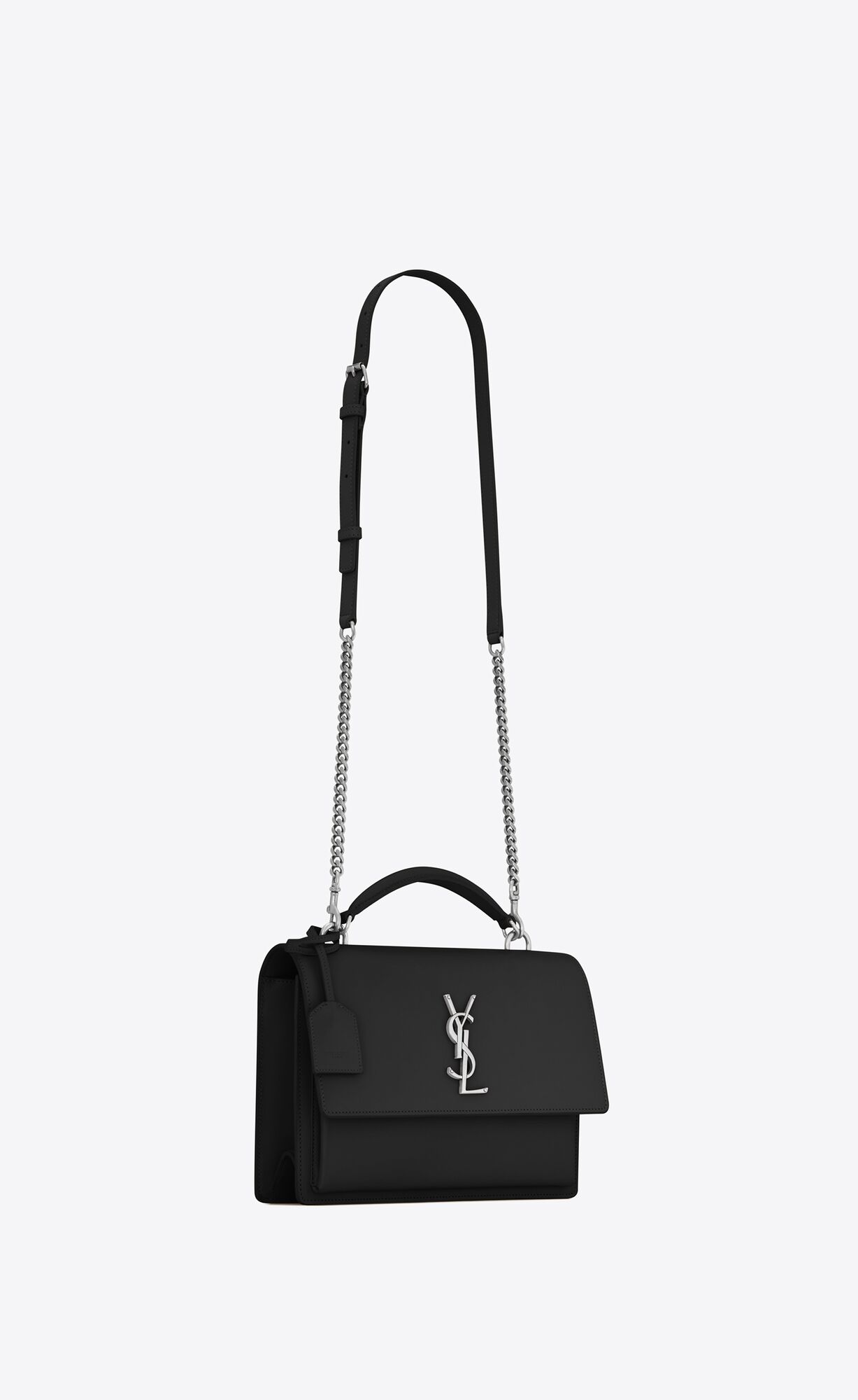 sunset top handle in smooth leather noir sunset top handle in smooth leather noir