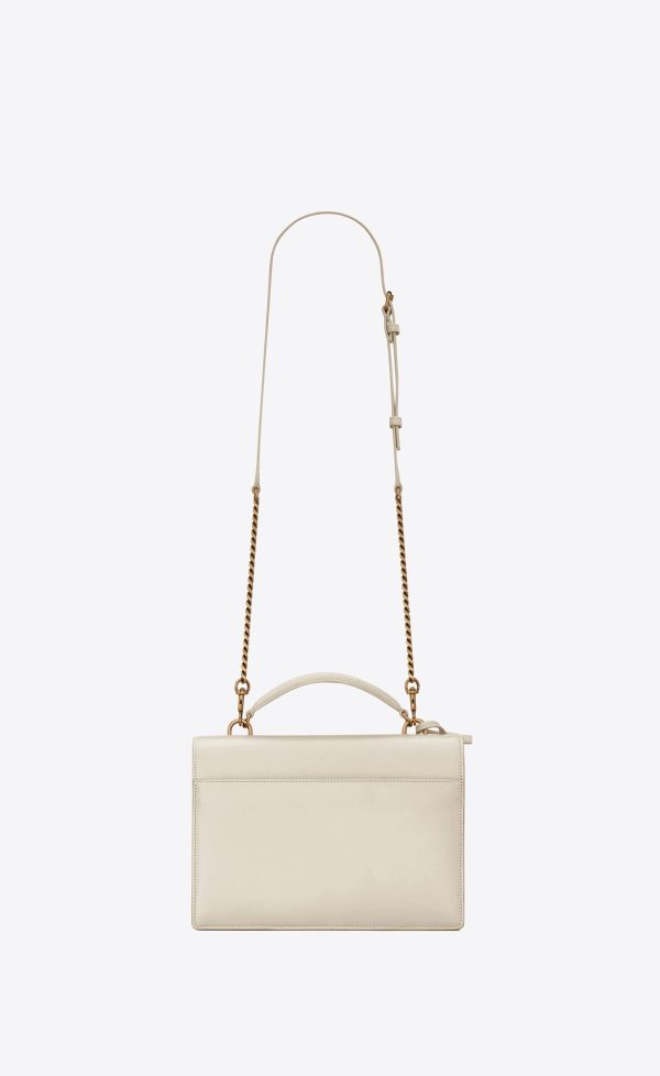 sunset top handle in smooth leather blanc vintage