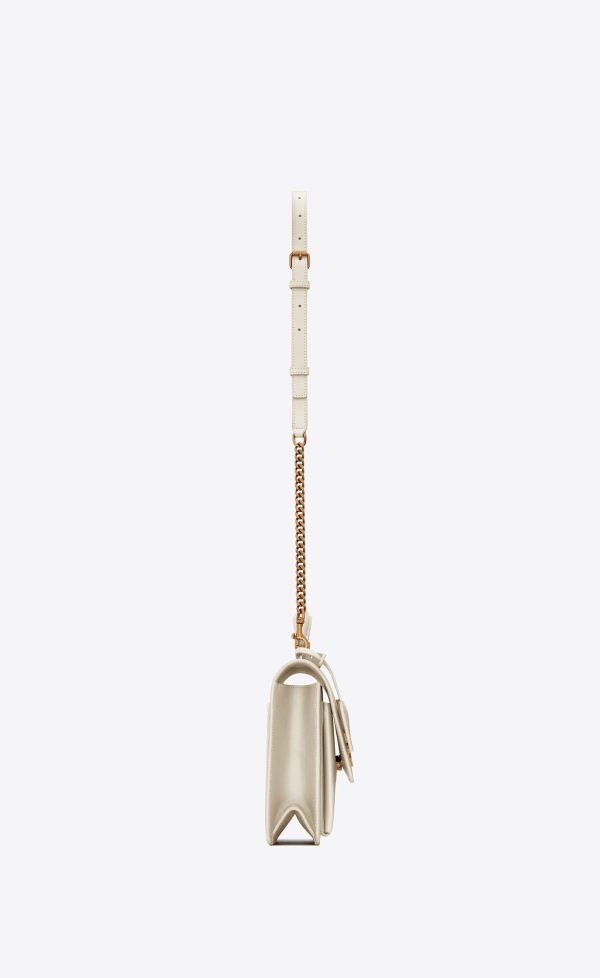 sunset top handle in smooth leather blanc vintage