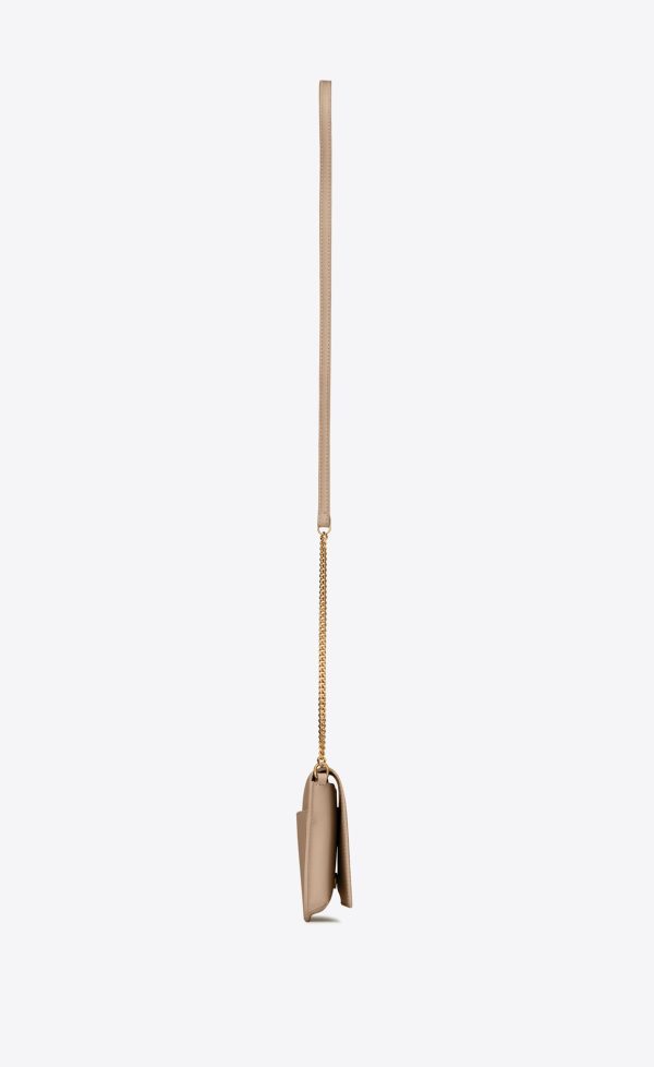 cassandre phone holder with strap in smooth leather dark beige