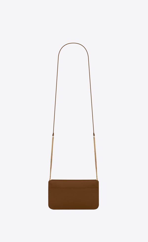 cassandre phone holder with strap in smooth leather marron glace
