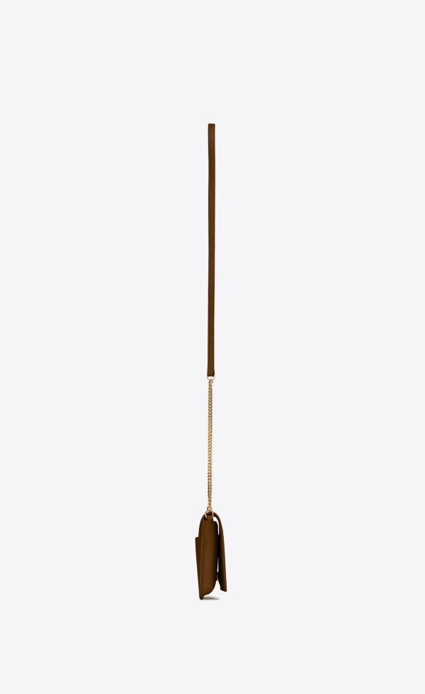 cassandre phone holder with strap in smooth leather marron glace