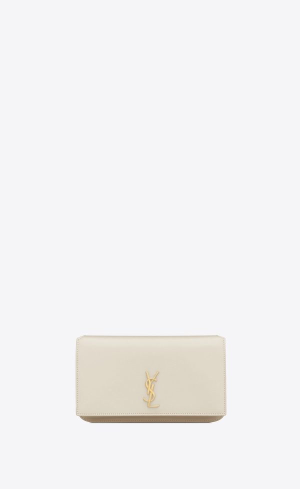 cassandre phone holder with strap in smooth leather blanc vintage