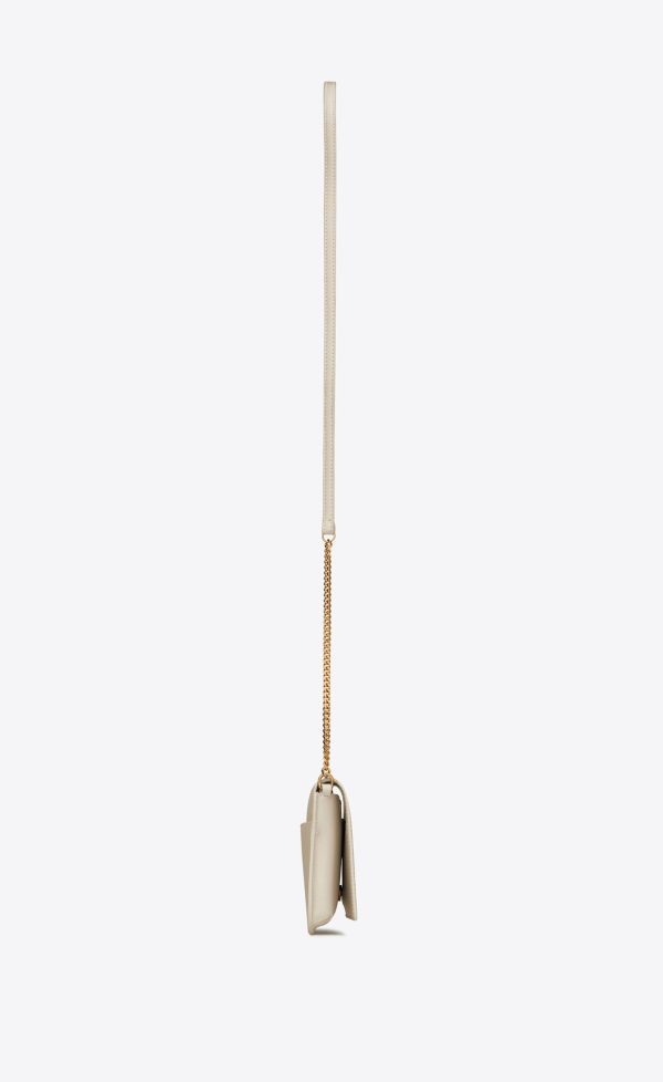 cassandre phone holder with strap in smooth leather blanc vintage