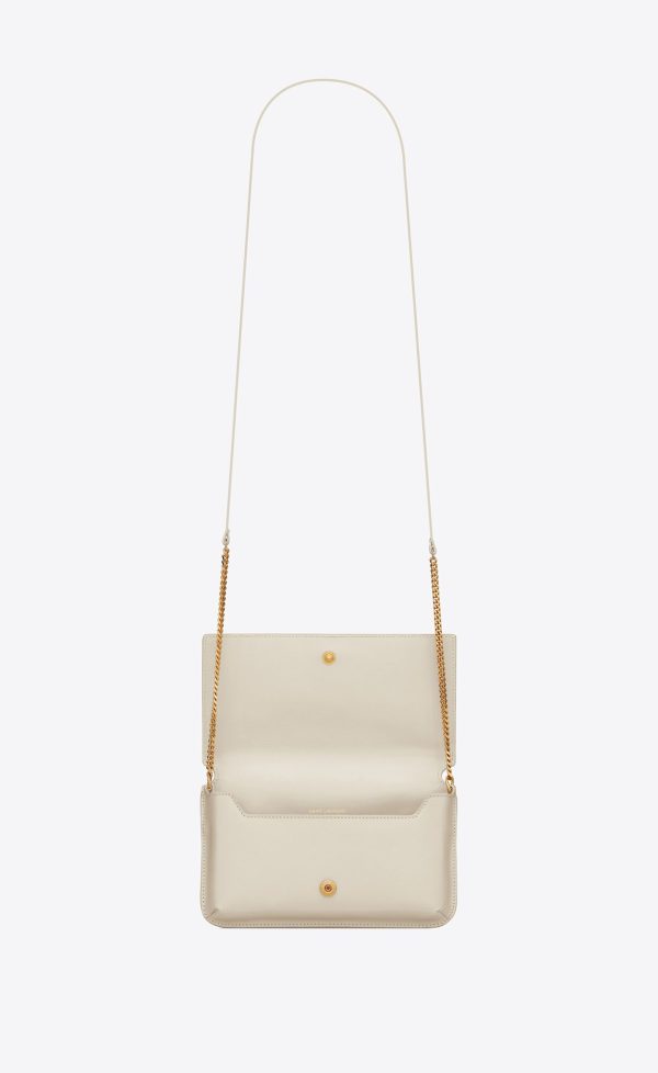 cassandre phone holder with strap in smooth leather blanc vintage
