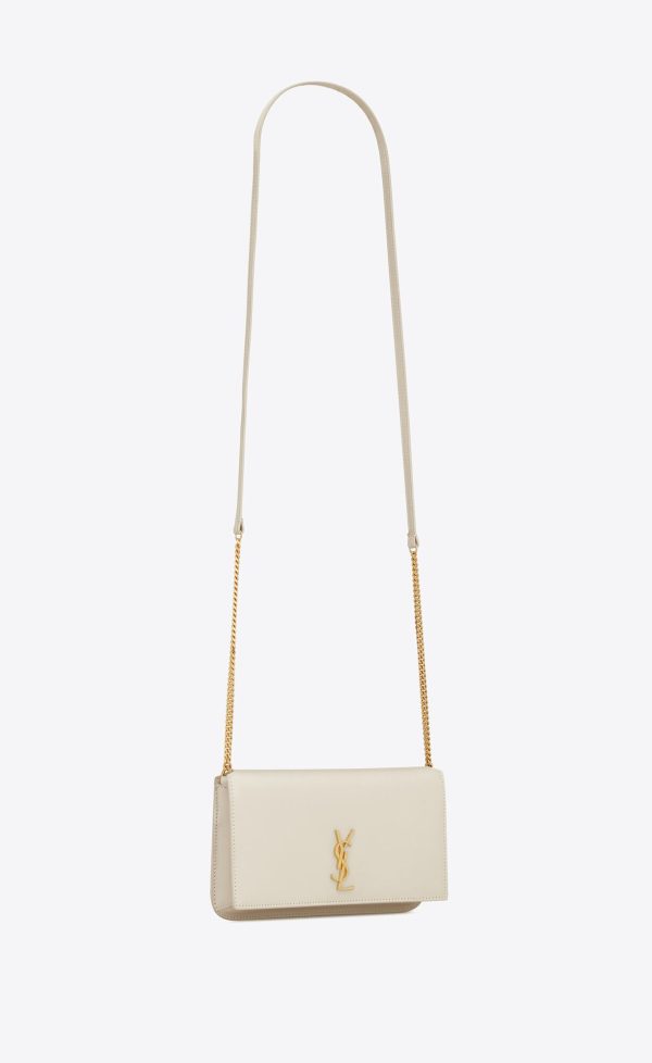 cassandre phone holder with strap in smooth leather blanc vintage