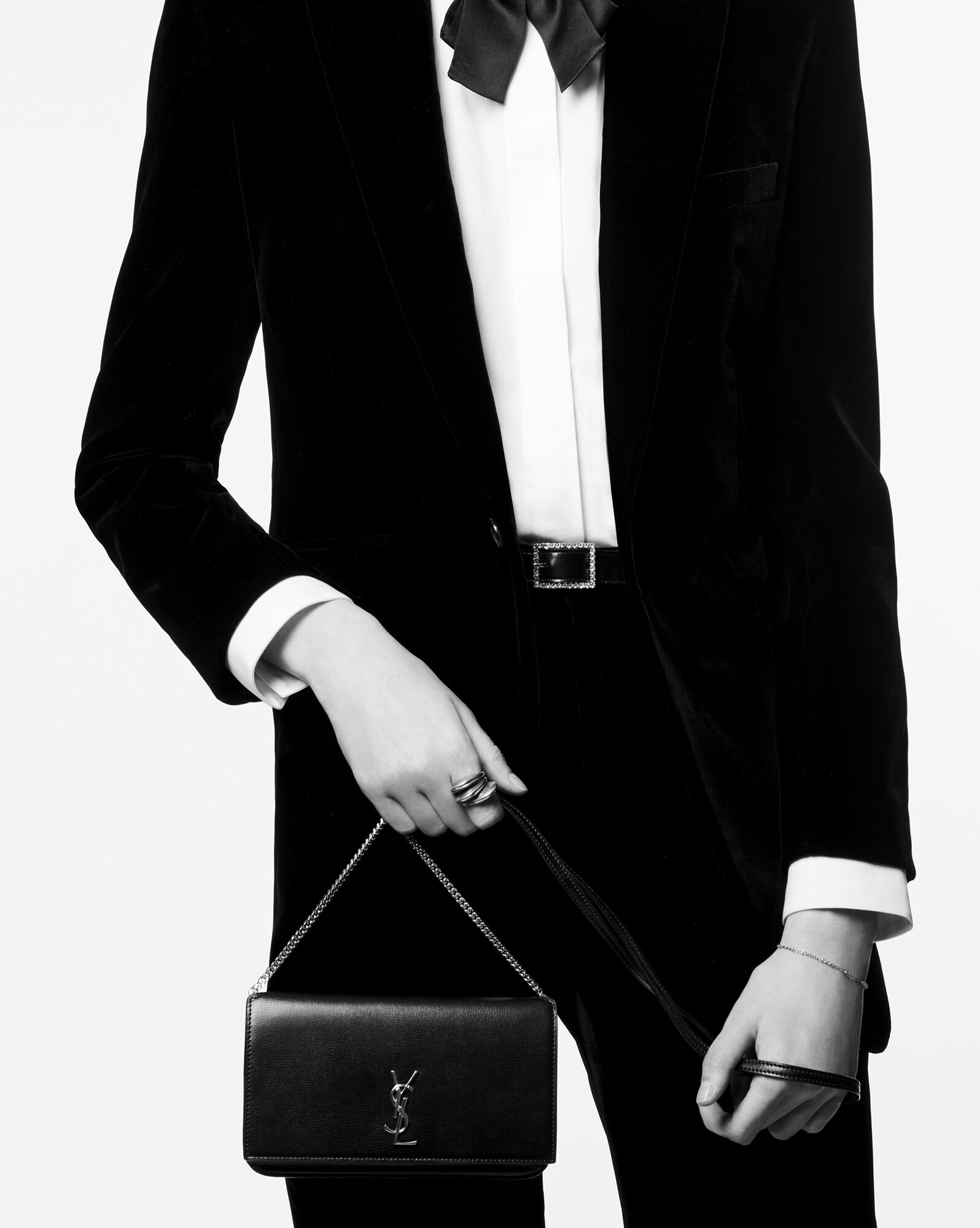 cassandre phone holder with strap in shiny crocodile embossed leather black cassandre phone holder with strap in shiny crocodile embossed leather black