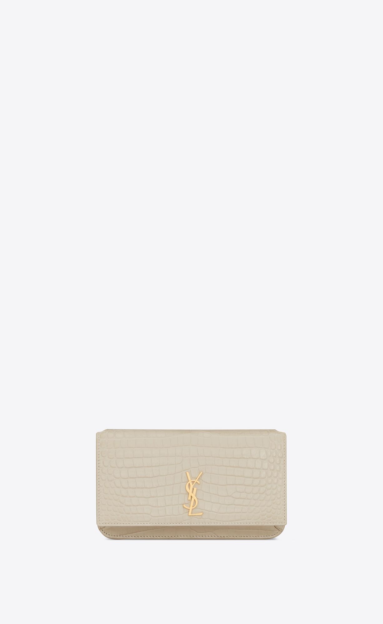 cassandre phone holder with strap in shiny crocodile embossed leather blanc vintage cassandre phone holder with strap in shiny crocodile embossed leather blanc vintage