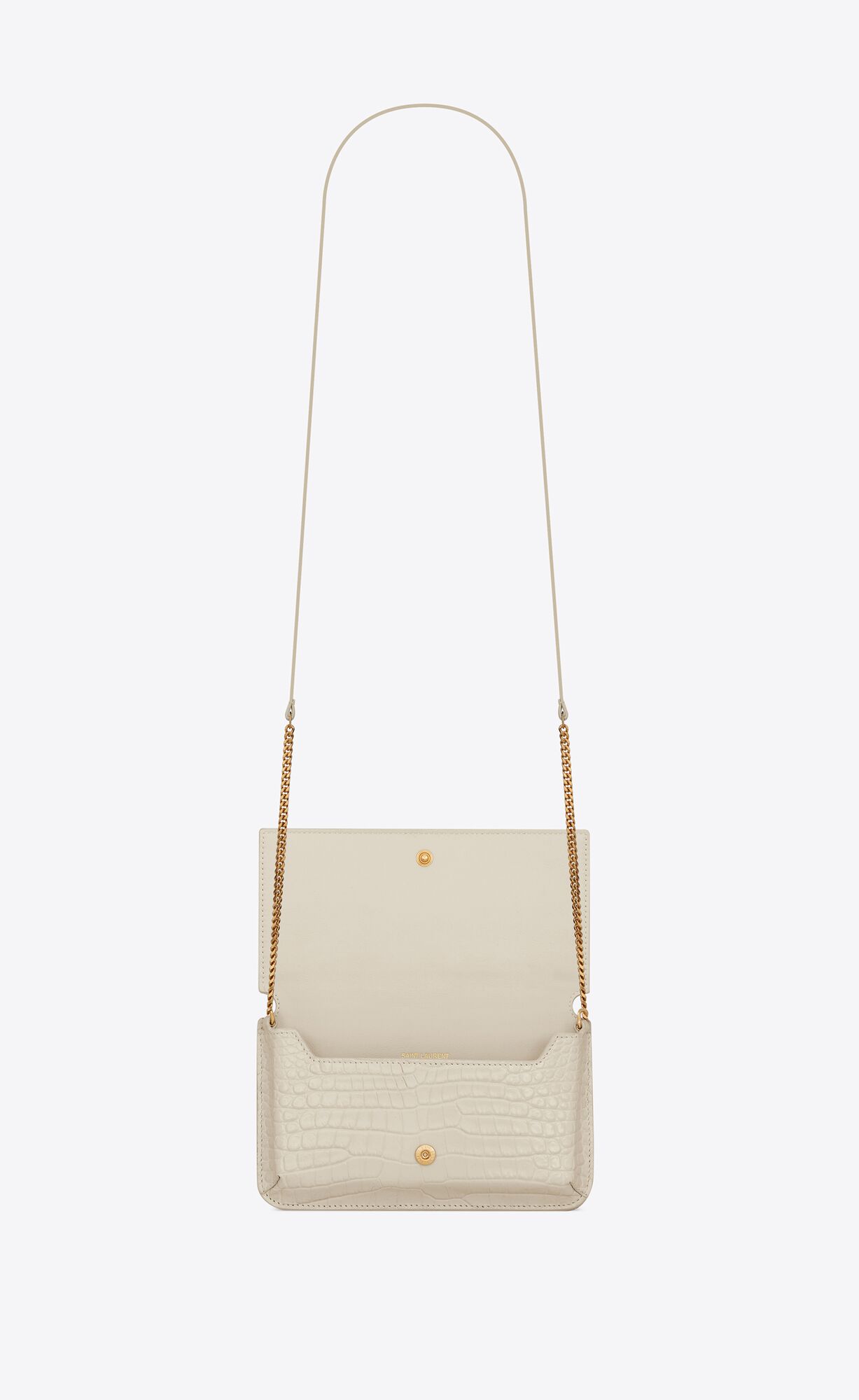 cassandre phone holder with strap in shiny crocodile embossed leather blanc vintage cassandre phone holder with strap in shiny crocodile embossed leather blanc vintage