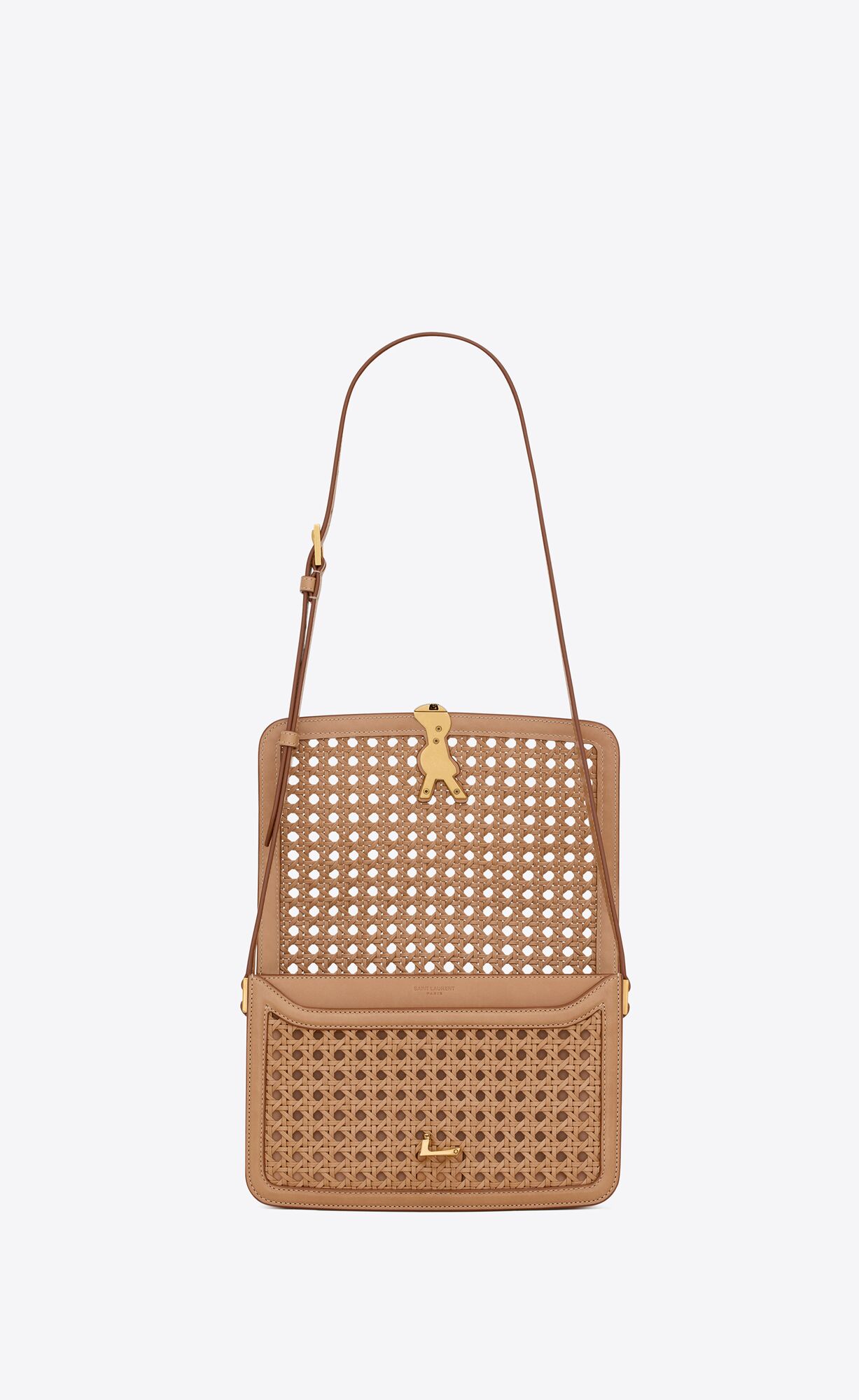 solferino medium in canework vegetable tanned leather brown gold solferino medium in canework vegetable tanned leather brown gold