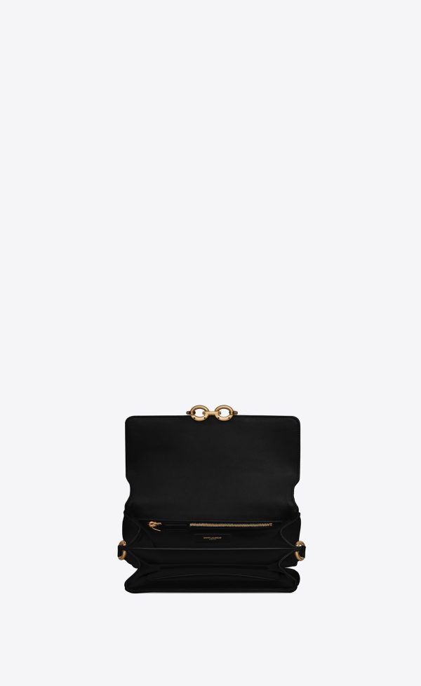 le maillon satchel in smooth leather black