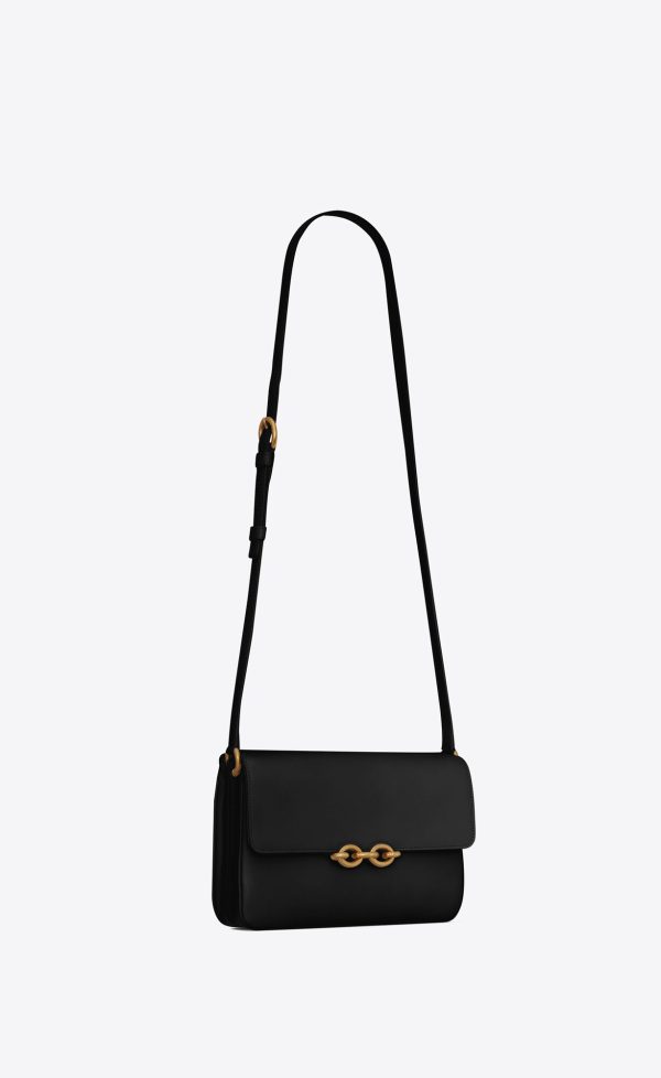 le maillon satchel in smooth leather black