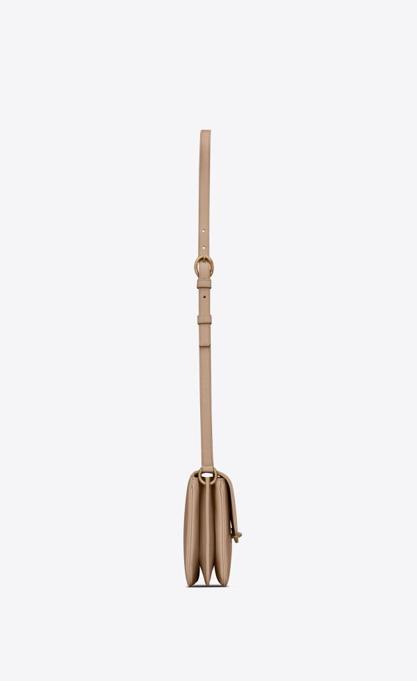 le maillon satchel in smooth leather dark beige