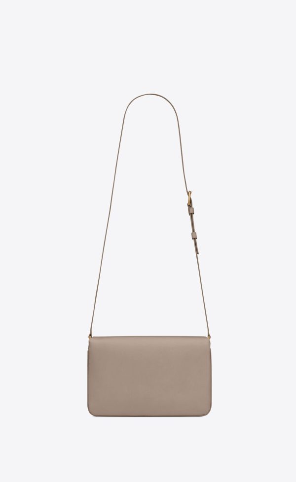 le maillon satchel in smooth leather greyish brown