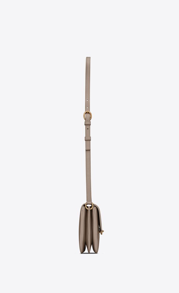 le maillon satchel in smooth leather greyish brown