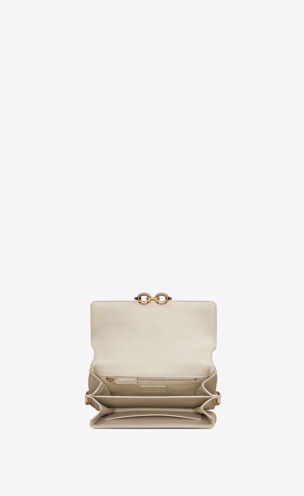le maillon satchel in smooth leather blanc vintage