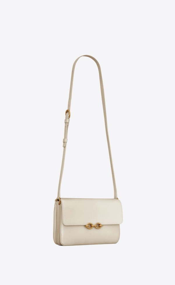 le maillon satchel in smooth leather blanc vintage