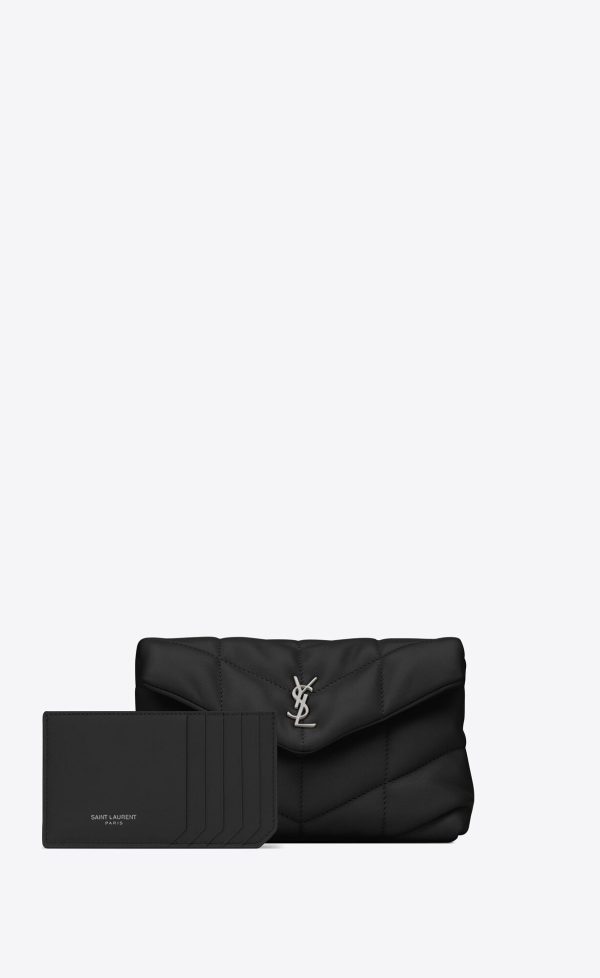 puffer small pouch in quilted lambskin black