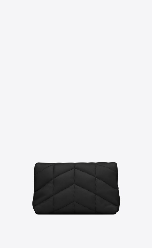 puffer small pouch in quilted lambskin black