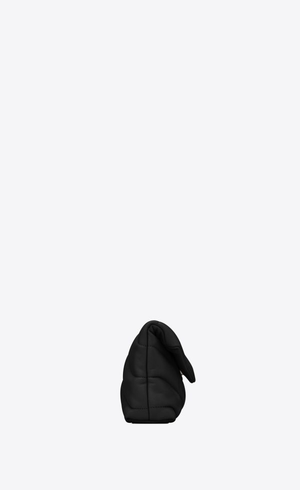 puffer small pouch in quilted lambskin black
