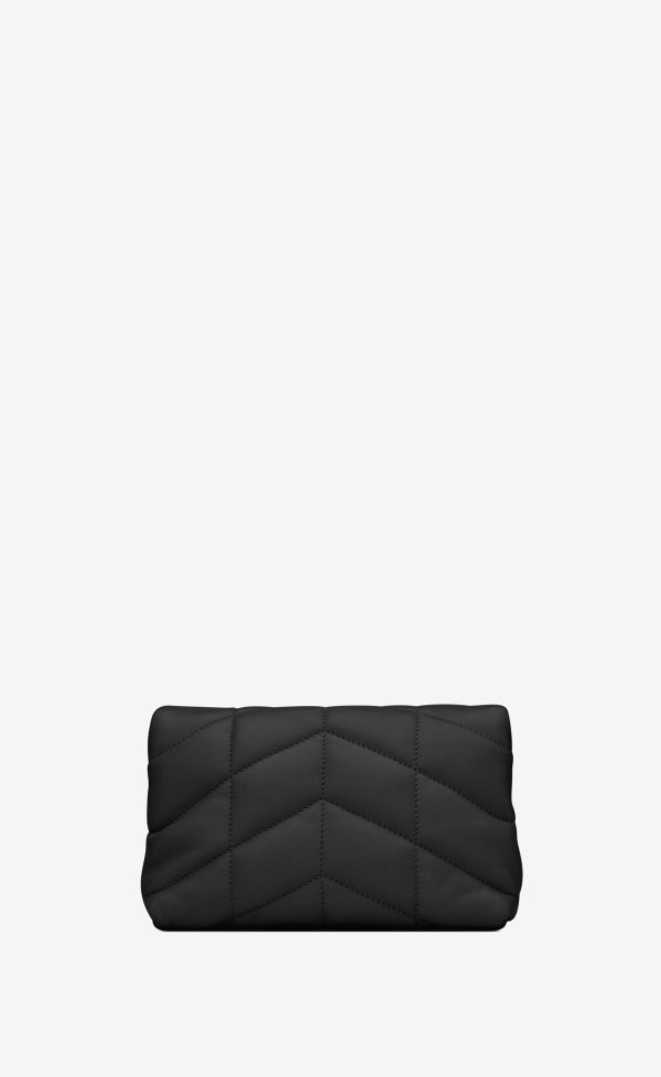 puffer small pouch in quilted lambskin black