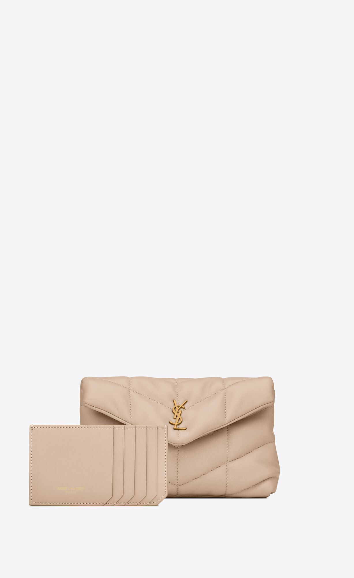 puffer small pouch in quilted lambskin dark beige puffer small pouch in quilted lambskin dark beige