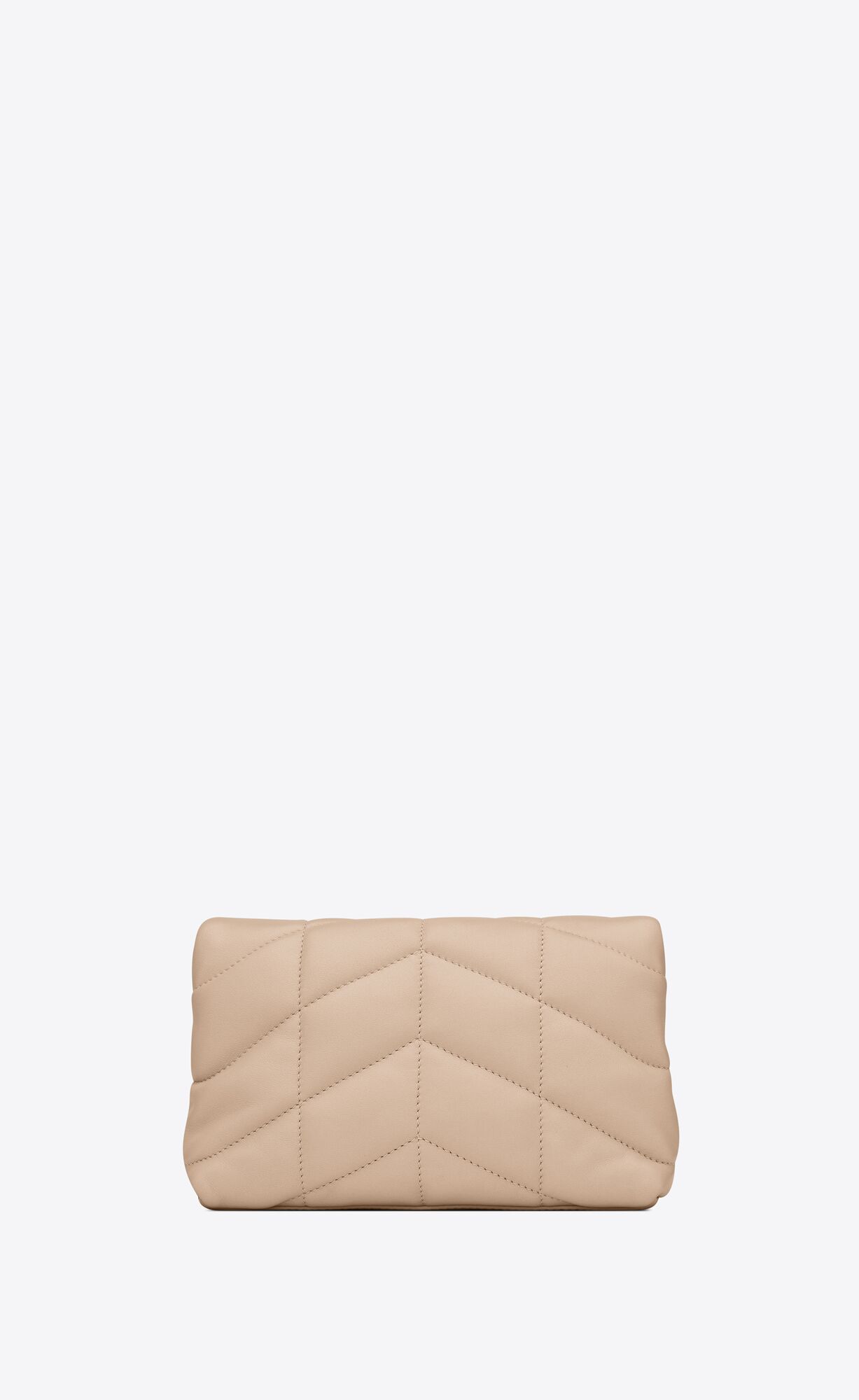puffer small pouch in quilted lambskin dark beige puffer small pouch in quilted lambskin dark beige