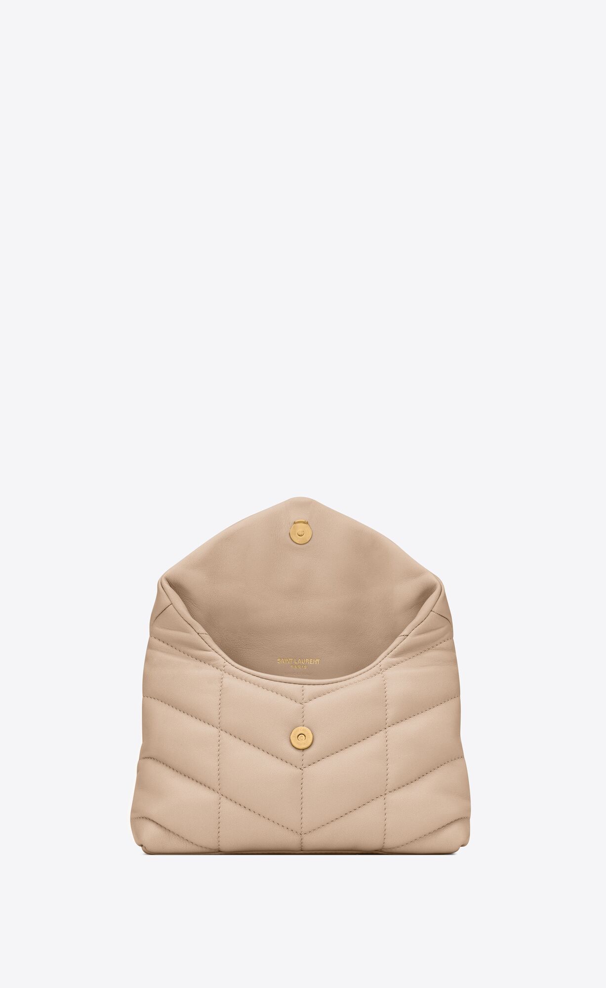 puffer small pouch in quilted lambskin dark beige puffer small pouch in quilted lambskin dark beige