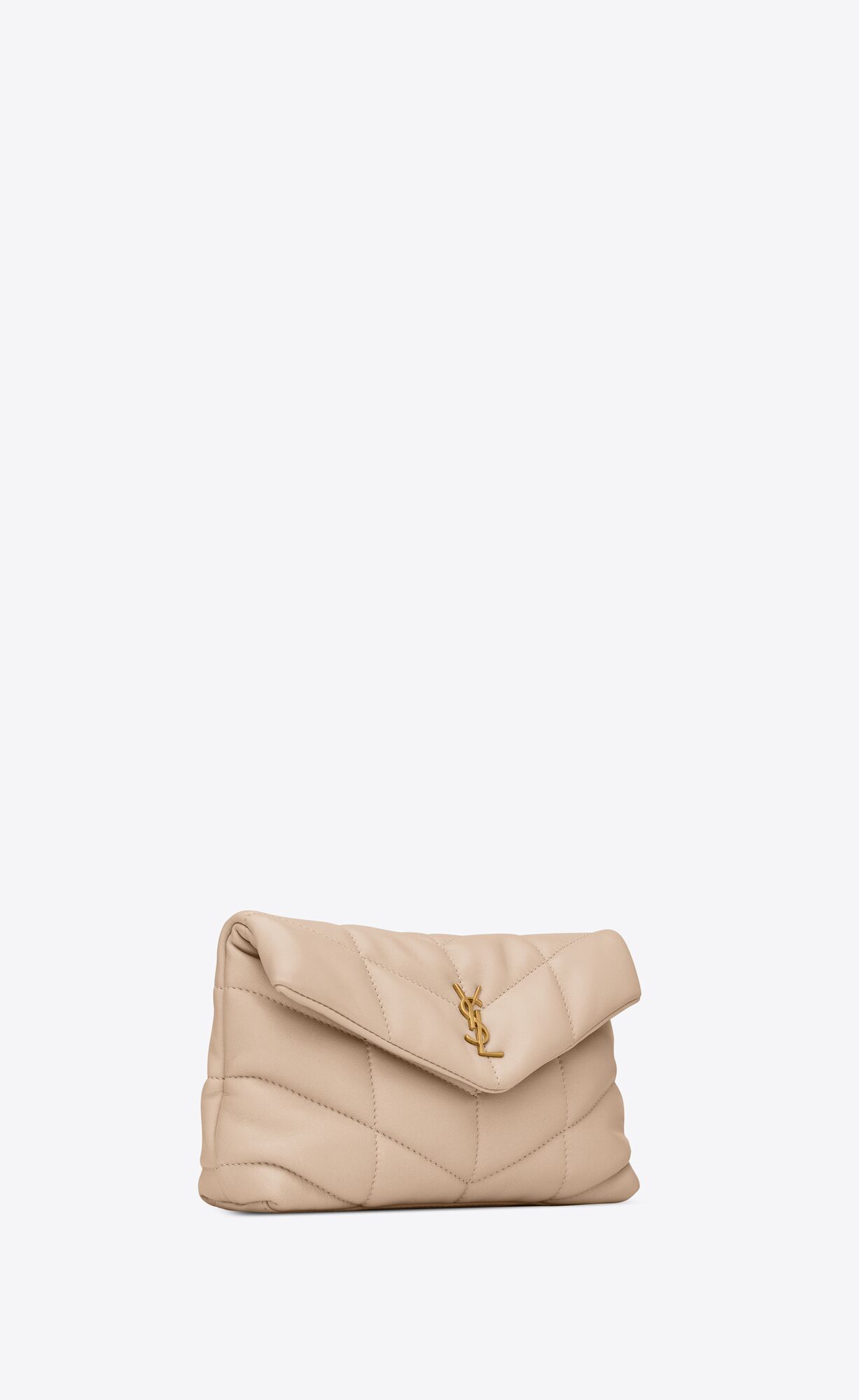 puffer small pouch in quilted lambskin dark beige puffer small pouch in quilted lambskin dark beige