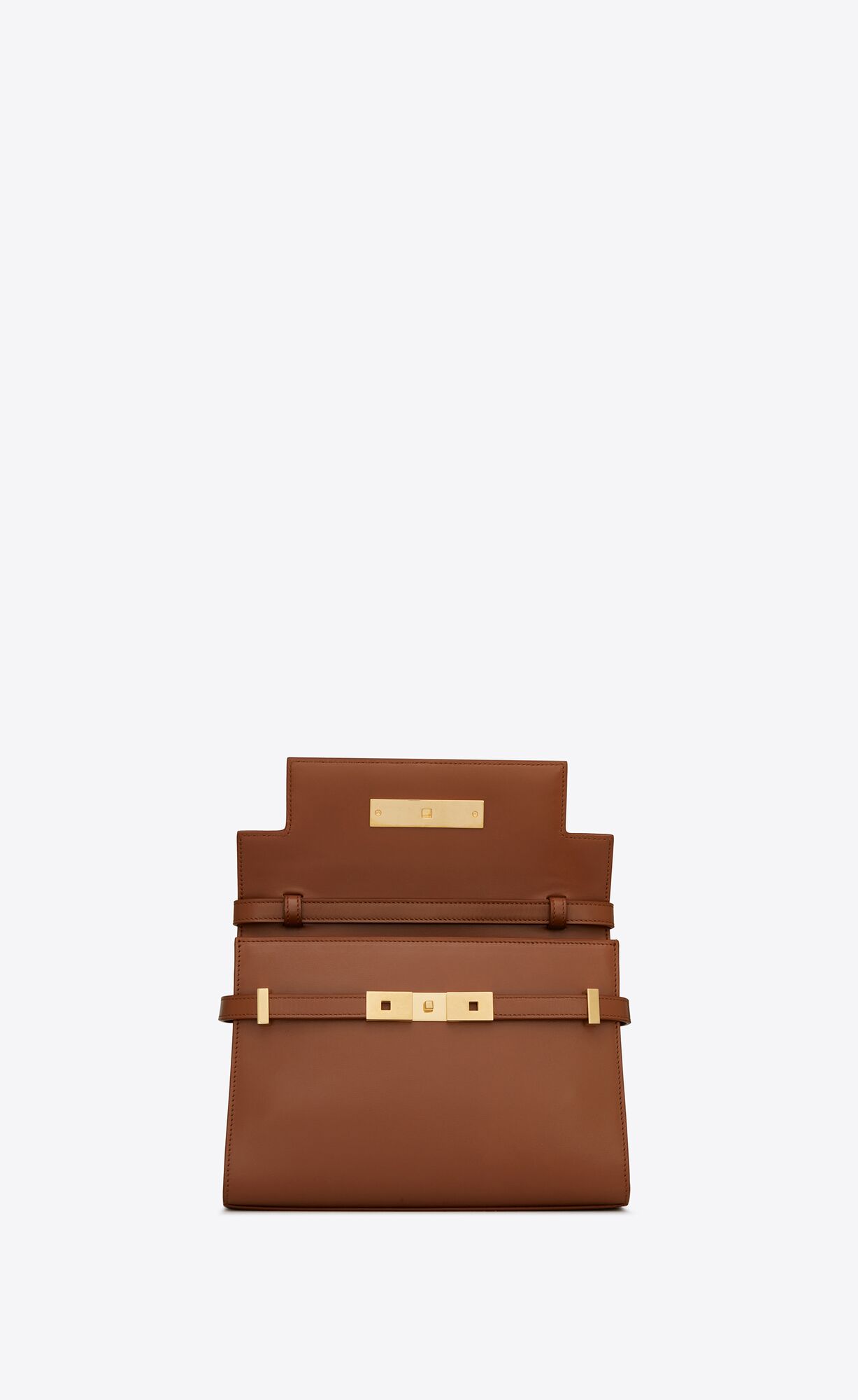 manhattan small shoulder bag in box saint laurent leather brick, dark ebene manhattan small shoulder bag in box saint laurent leather brick, dark ebene