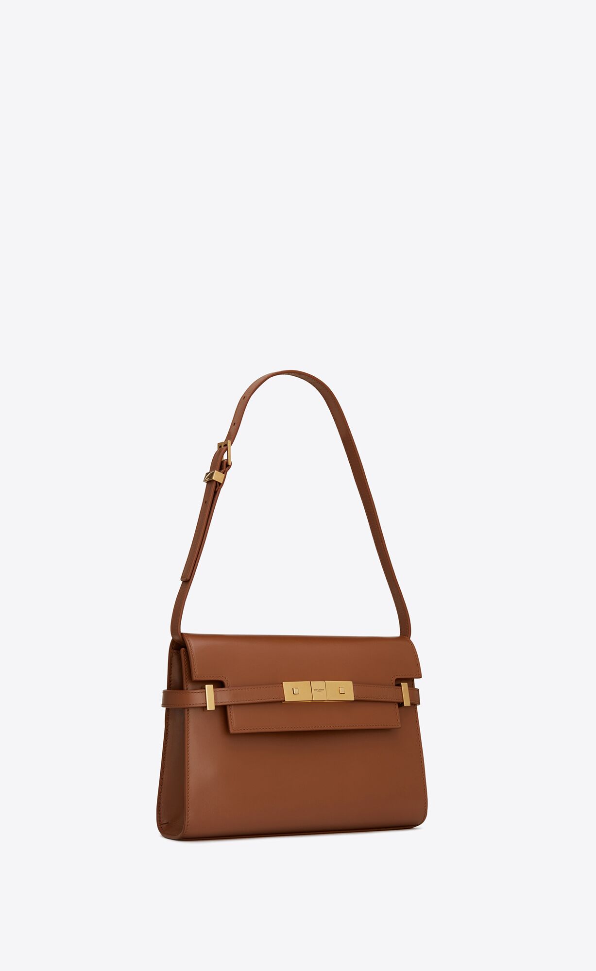 manhattan small shoulder bag in box saint laurent leather brick, dark ebene manhattan small shoulder bag in box saint laurent leather brick, dark ebene