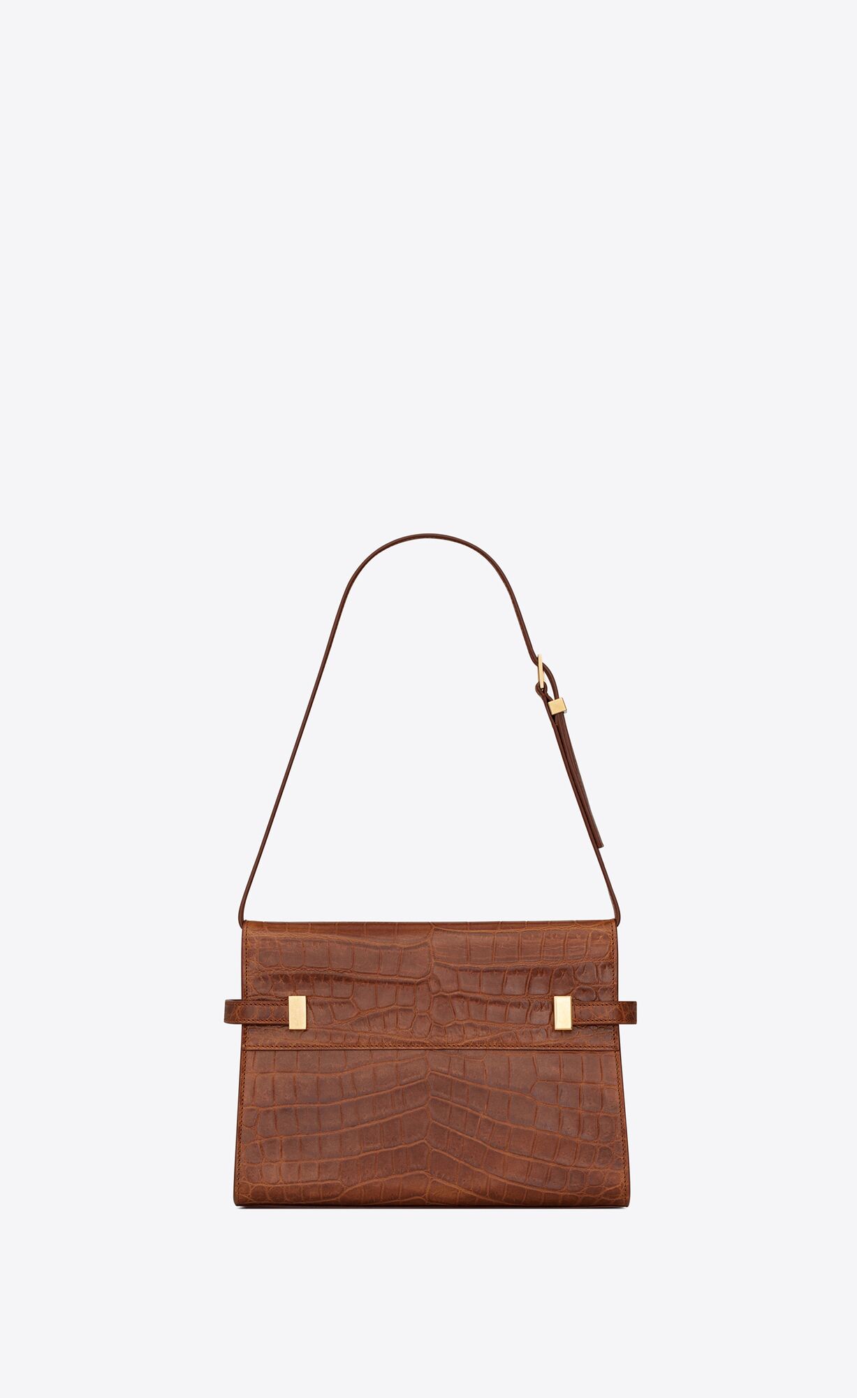 manhattan small shoulder bag in crocodile embossed leather dark caramel manhattan small shoulder bag in crocodile embossed leather dark caramel
