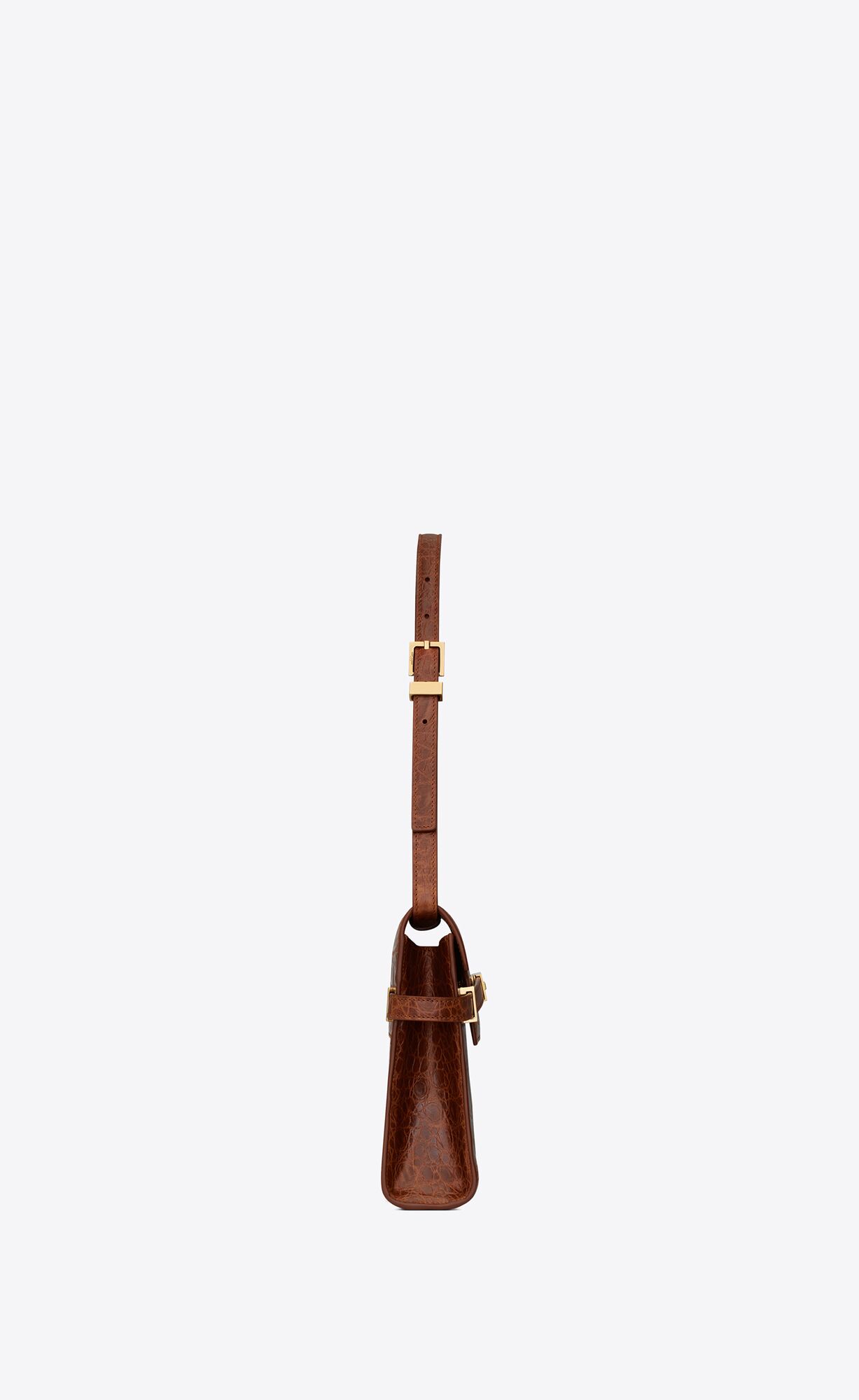 manhattan small shoulder bag in crocodile embossed leather dark caramel manhattan small shoulder bag in crocodile embossed leather dark caramel