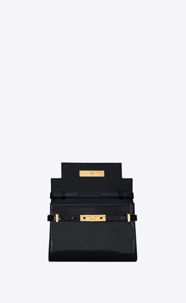 manhattan small shoulder bag in patent leather black
