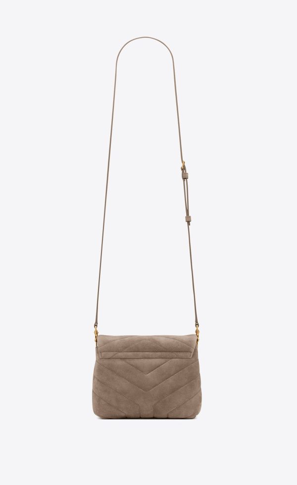 loulou toy strap bag in matelassé "y" suede taupe